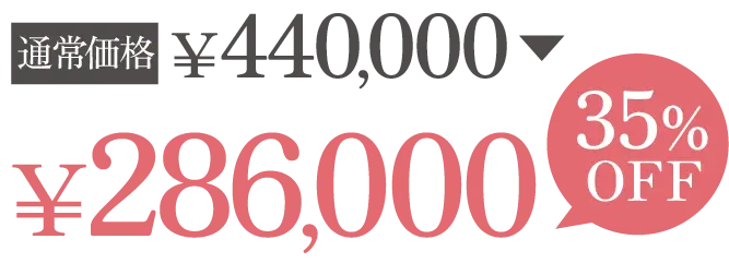 通常価格￥440,000が35%OFFで￥286,000